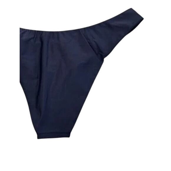 NWT J.Crew Curved Waist Mid Rise High Leg Cheeky Bikini Bottom Swim S Navy Blue - Picture 6 of 15